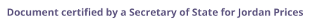 Jordan Secretary of State certified documents and legalization prices